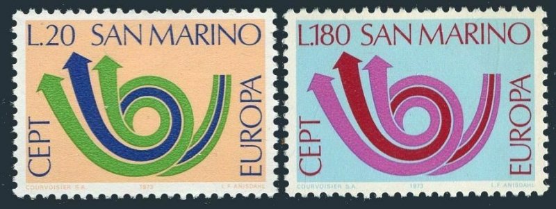 San Marino 802-803, MNH. Michel 1029-1030. EUROPE CEPT-1973, Post Horn & Arrow.