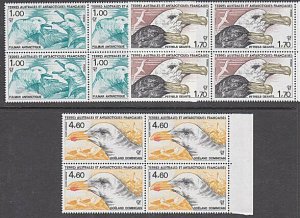 FRENCH ANTARCTIC TAAF 1986 Birds set MNH blocks of 4........................C653