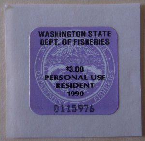 United States State Revenue Washington Fishing Resident 1990 MNH