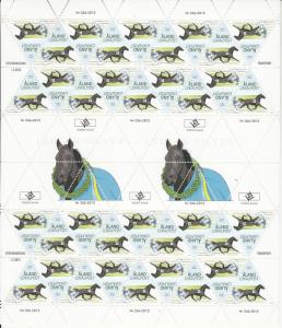 Aland 2015 MNH Complete Sheet of 36 Indian Silver, harness racing horse