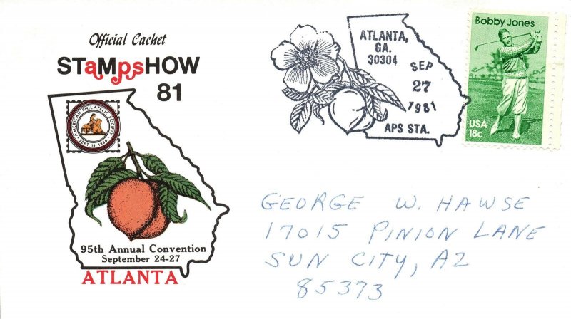 95th ANNUAL CONVENTION STAMPSHOW 81 EVENT CACHET COVER ATLANTA GEORGIA 1981