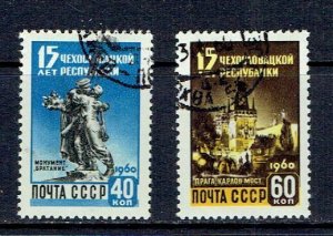 RUSSIA 1960 - CZECHOSLOVAK REPUBLIC ANNIVERSARY - SCOTT 2319 TO 2320 - USED