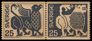 Sweden - Scott 742a - Mint-Never-Hinged - Attached Pair - Toning
