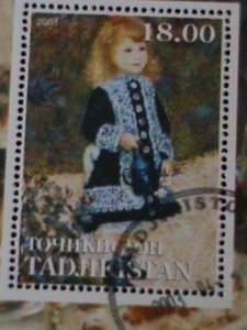 TADJIKISTAN 2003 -FAMOUS PAINTING-BY AUGUSTE RENOIR-CTO S/S- VF-FANCY CANCEL