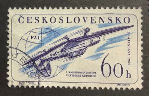 Czechoslovakia 1960 Scott 1002 used - 60h,  1st aerobatic world championships
