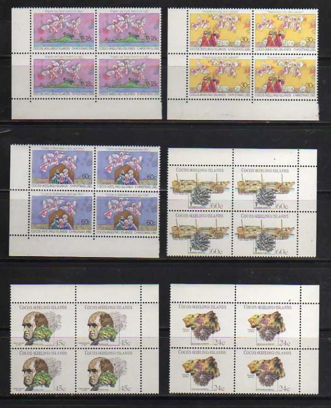 Cocos Islands MNH sc# 32//80 Complete Sets in Blocks of 4