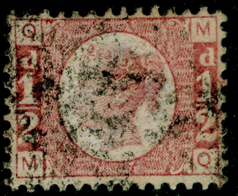 SG49, ½d rose PLATE 11, USED. Cat £25. MQ 