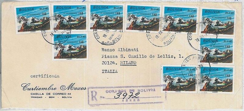 MOUNTANEERING \ PLANES - BOLIVIA - POSTAL HISTORY - oversize COVER to ITALY 1975