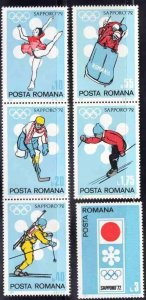 Romania 1971 MNH Stamps Scott 2294-2299 Sport Olympic Games Skiing Ice Hockey