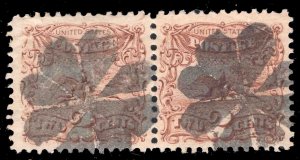MOMEN: US STAMPS #113 PAIR BLACK CORK CANCEL USED VF/XF LOT #79066