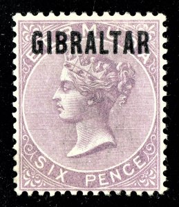 [mag762] GIBRALTAR 1886 QV SG#6 MLH cv:£300