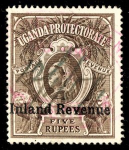 [sto528] 1898 Uganda Inland Revenue Bft7 5Rupees Brown Very Fine Used