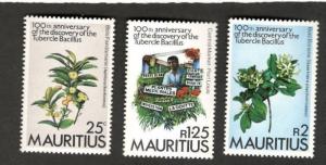 Mauritius SC #553-57 ANNIV. OF THRE DISCOVERY OF TUBERCLE BACILLUS MNH stamps