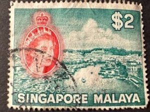 Singapore  SG 51 2$ Singapore River 1955 Used