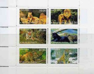 KARAKALPAKIA - 1996 - Big Cats #1 - Perf 6v Sheet - Mint Never Hinged