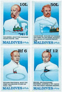 340645 MNH MALDIVAS 1989 PRECURSORES DE LOS TRANSPORTES FERROVIARIOS