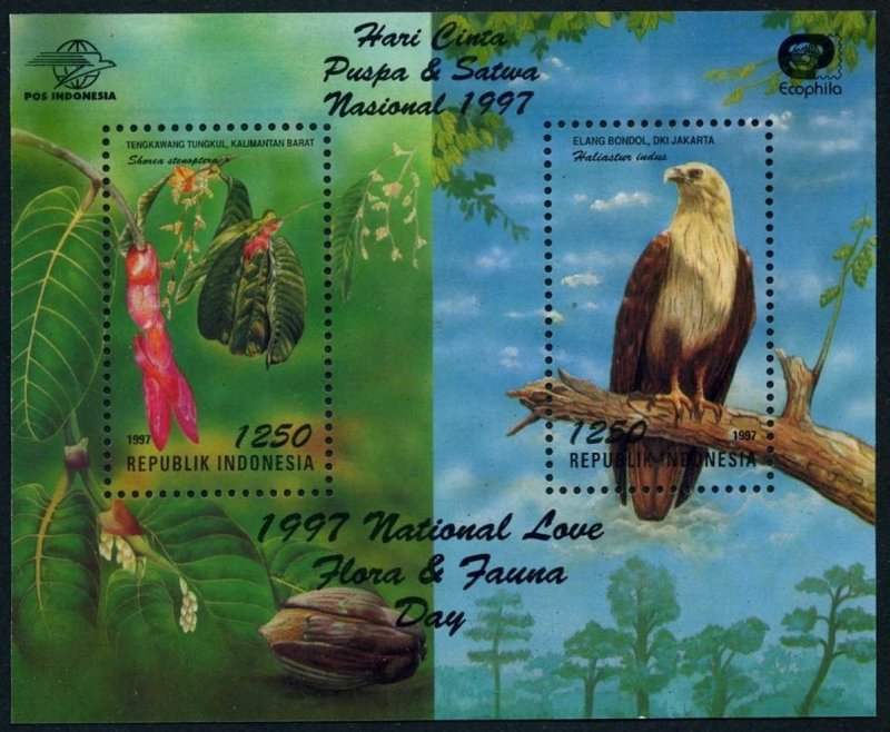 Indonesia 1737 aj block,1738,MNH. Flora,Fauna,1997.