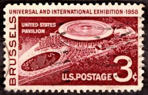 1958, US 3c, U.S. Pavilion at Brussels, Used, Sc 1104