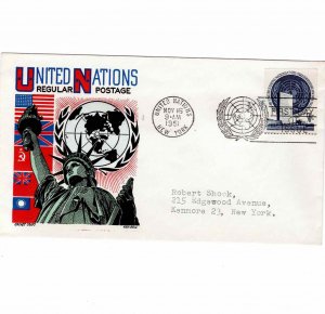 United Nations 1951 FDC Sc 10 Regular Postage 50c UN Cachet Craft Ken Boll