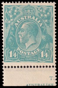 Australia Scott 37, Light Blue, Perf. 14 (1920) Mint LH VF, CV $100.00 M