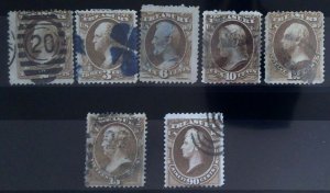 Scott #O73-O75,O77-O79,O82 - Used - Official Treasury Lot - 1873