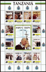 Tanzania 825-34 MNH Visits of Pope John Paul II