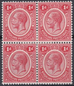 Nyasaland 1913 Sg84 1d Red M/MINT Block Of 4