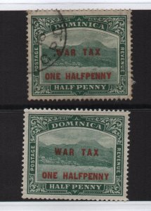 Dominic 1916 SG55 Half Penny with War Tax overprint 1 mounted mint 1 used