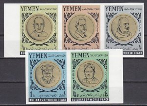 Yemen Arab Rep., Mi cat. 202-206 b. Personalities as Kennedy & Churchill. IMPF.^