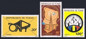 Chad 335-337,MNH.Michel 792-794. Telecommunications,1977.Emblems,Map,waves.