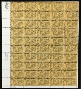 1407   South Carolina Founding  Mint 6 Cent  Sheet of 50    Issued in 1970