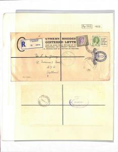 SOUTHERN RHODESIA KGVI Registered Stationery *Umvukwes* QEII 5s High Value Ap582