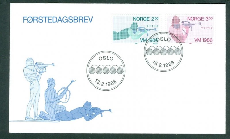 Norway. FDC Cachet 1986 Biathlon  World Championships Scott# 873-874