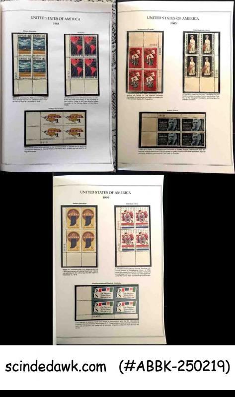 UNITED STATES 1965-1969 COMMEMORATIVE STAMPS COMPLETE BLK OF 4 MNH