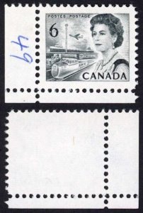 Canada SG608 var 6c black variety PRINTED on THE GUMSIDE U/M