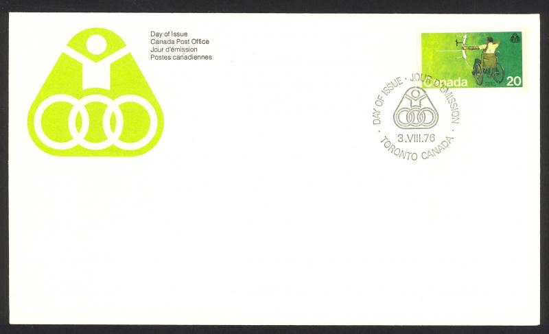 Canada Sc# 694 FDC single 1976 08.03 Archer in Wheelchair