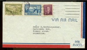 Double 10c 1/4oz 1950 to ARGENTINA airmail PEACE issue COVER Canada