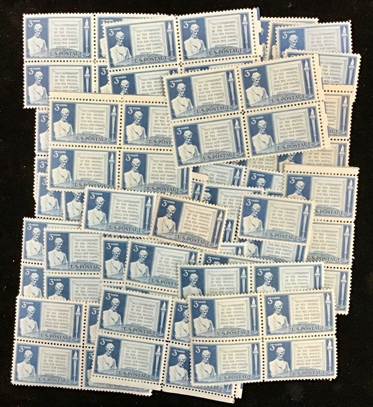 978  Gettysburg Address  MNH 100 3 cent stamps FV $3.00 Issued 1948