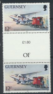 Guernsey  SG 456  SC# 404 Airports Aviation Aircraft  MNH Gutter Pair see scan 