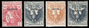 Italian Colonies, Eritrea #B1-B3 (Sass.41-44) Cat€60, 1916 Semi-Postal Stam...