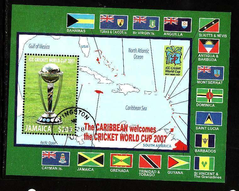 Jamaica-Sc#1067- id8-used sheet-Sports-Cricket World Cup-2007-