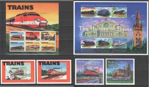 A0813 Grenada Transport The History Of Trains Railways !!! 4Bl+2Kb Mnh