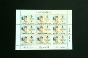 Maldives Stamps: 1980 Queen Mother Birthday; #874; Mini Sheet/9; MNH