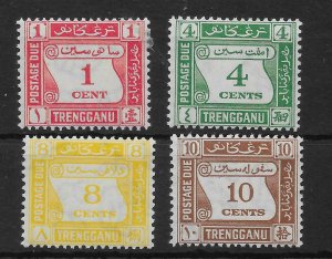 MALAYA TRENGGANU SGD1/4 1937 POSTAGE DUE SET MNH