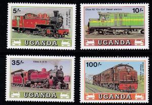 Uganda # 589, 590, 593 & 596, Locomotives Mint NH Third Cat