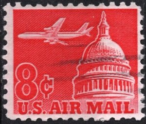 SC#C64 8¢ Jet Airliner Over Capitol Single (1962) Used