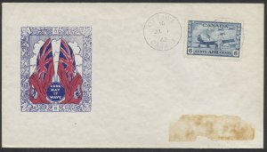 1942 #C7 6c Airmail War Issue FDC Ioor Patriotic Cachet Ottawa