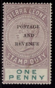 SIERRA LEONE QV SG54, 1d dull purple & green, M MINT. Cat £10.