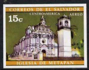 El Salvador 1971 Churches 15c imperf proof in issued colo...