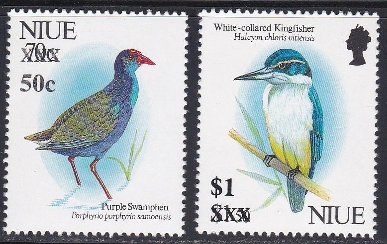 Niue # 676-677, Birds - Surcharged, NH, 1/3 Cat.